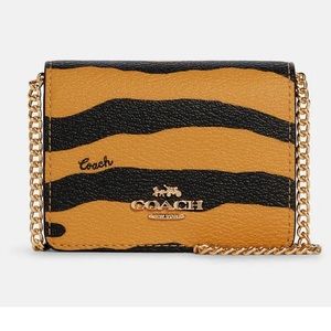Coach Mini wallet on a chain tiger print